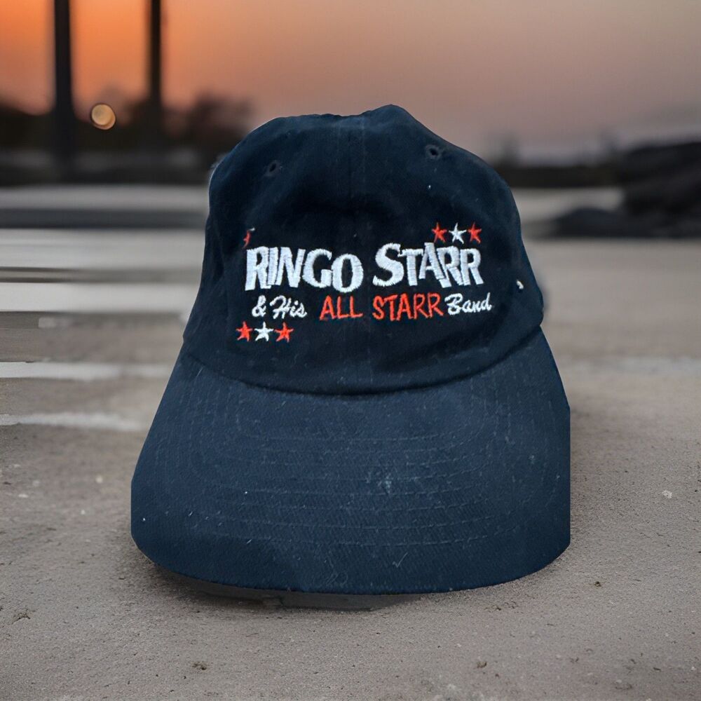 Vintage RINGO STARR ALL-STARR BAND Black Cap Hat Buckle Strap GUC SIZE SMALL